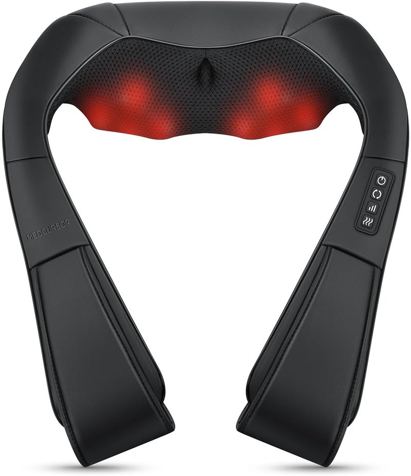 Medcursor Neck Massager, Portable Electric Neck and Back Massager with Heat, Deep Tissue 3D Kneading Pillow for Muscle Pain Relief, Ideal Father’s Day Gift, Not Cordless - Image 1
